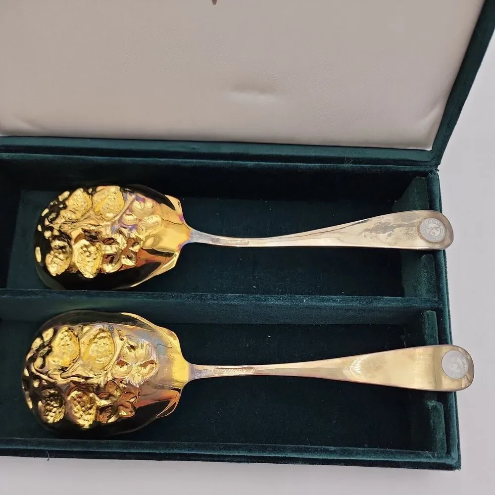 Neiman Marcus Godinger Silver‎ Art Company Ltd. Strawberry Service Spoon Box Set
